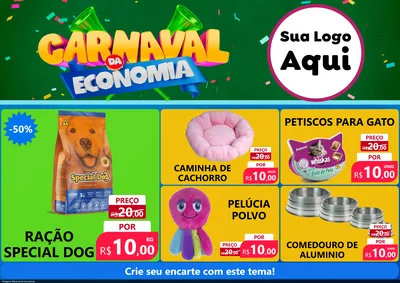 Modelo de Encarte para Encarte A4 Horizontal com o tema Carnaval da Economia para Pet Shop
