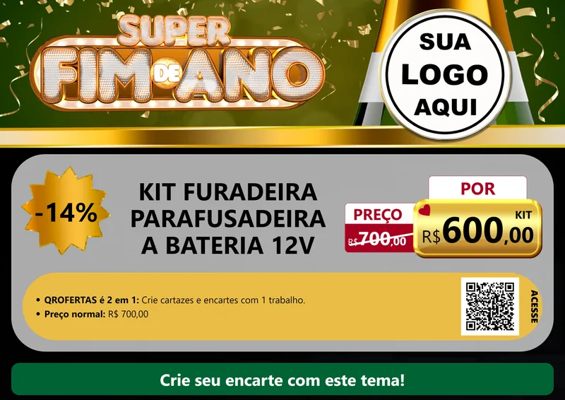 Modelo de Cartaz para Cartaz A4 Horizontal com o tema Super Fim de Ano para Maquinas e Ferramentas