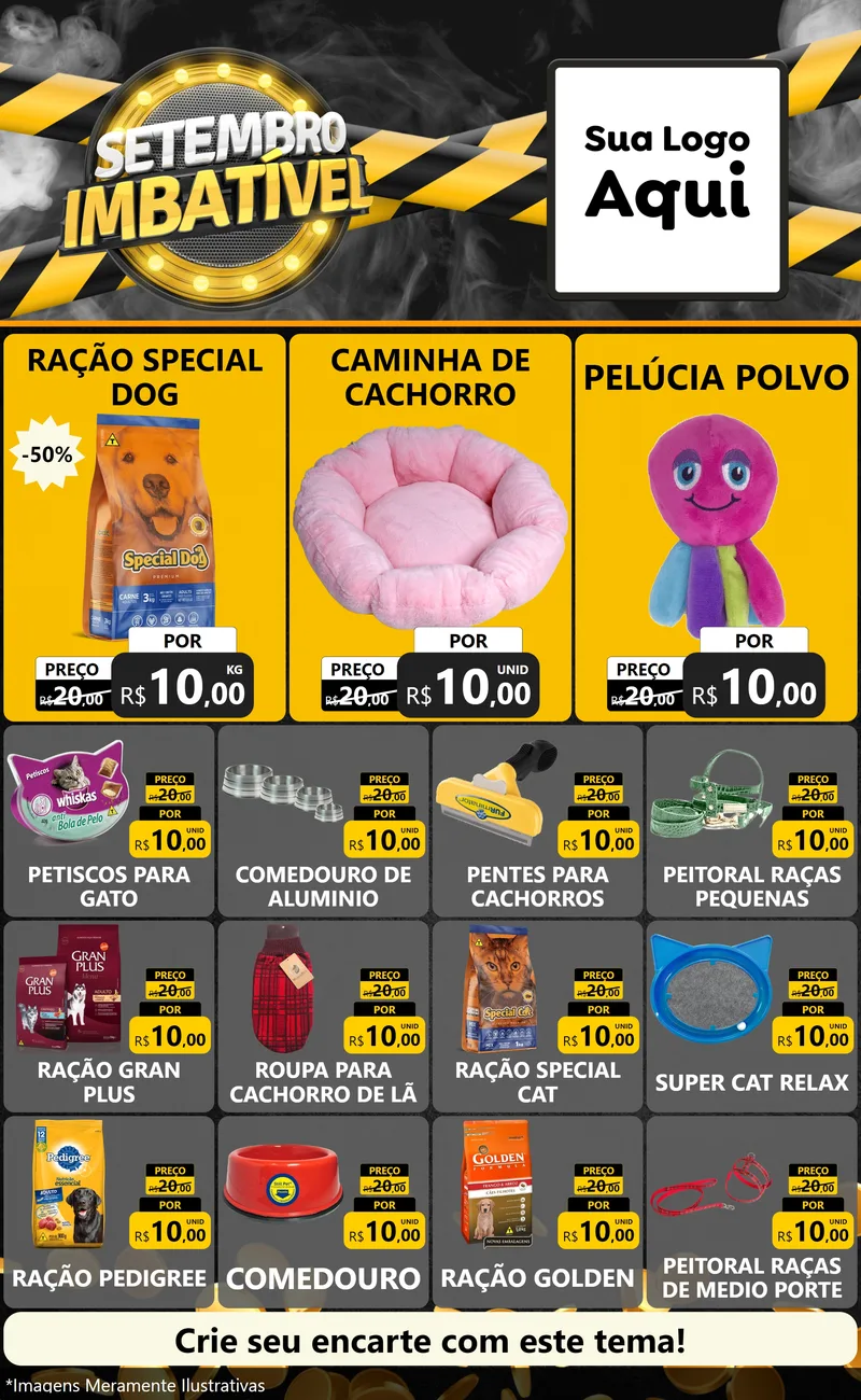 Modelo de Encarte para Encarte Grande com o tema Setembro Imbatível para Pet Shop