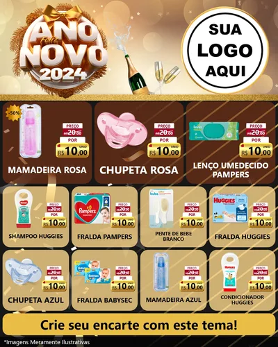 Modelo de Rede Social para Feed Instagram com o tema Feliz Ano Novo 2027 para Bebês