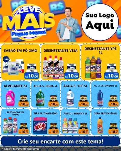 Modelo de Rede Social para Feed Instagram com o tema Leve Mais, Pague Menos para Produtos de Limpeza