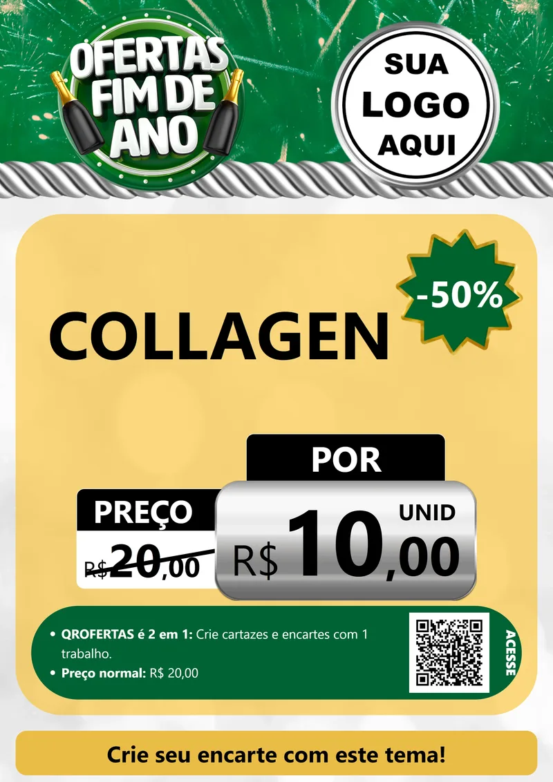 Modelo de Cartaz para Cartaz A4 Vertical com o tema Ofertas Fim de Ano para Suplementos alimentares