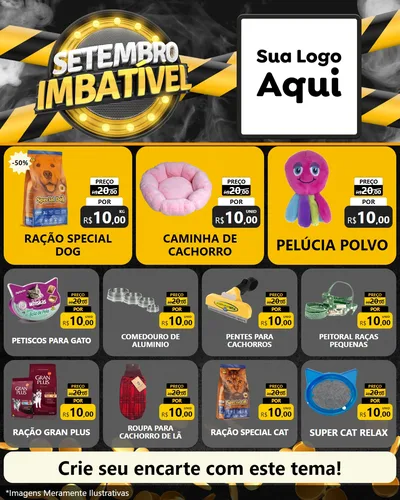 Modelo de Rede Social para Feed Instagram com o tema Setembro Imbatível para Pet Shop