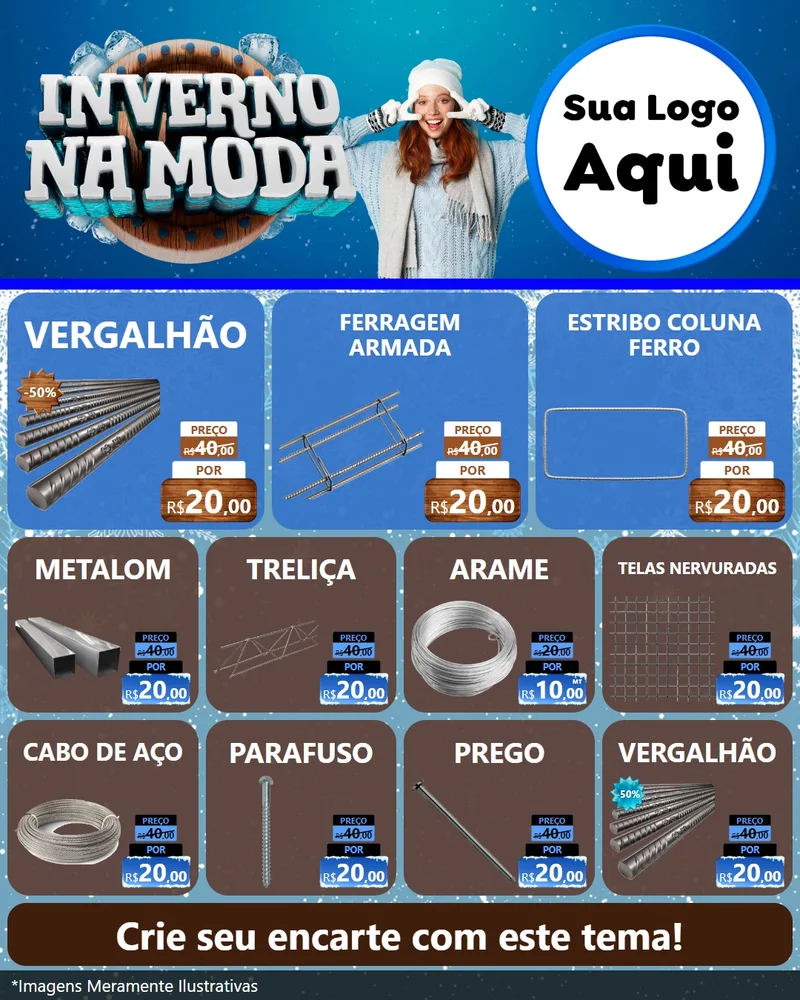 Modelo de Rede Social para Feed Instagram com o tema Inverno na Moda para Ferragens