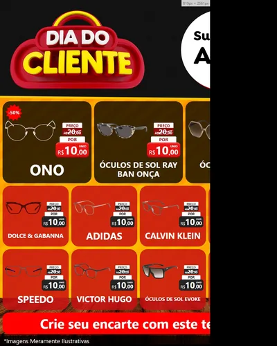 Modelo de Rede Social para Feed Instagram com o tema Dia do Cliente para Óticas