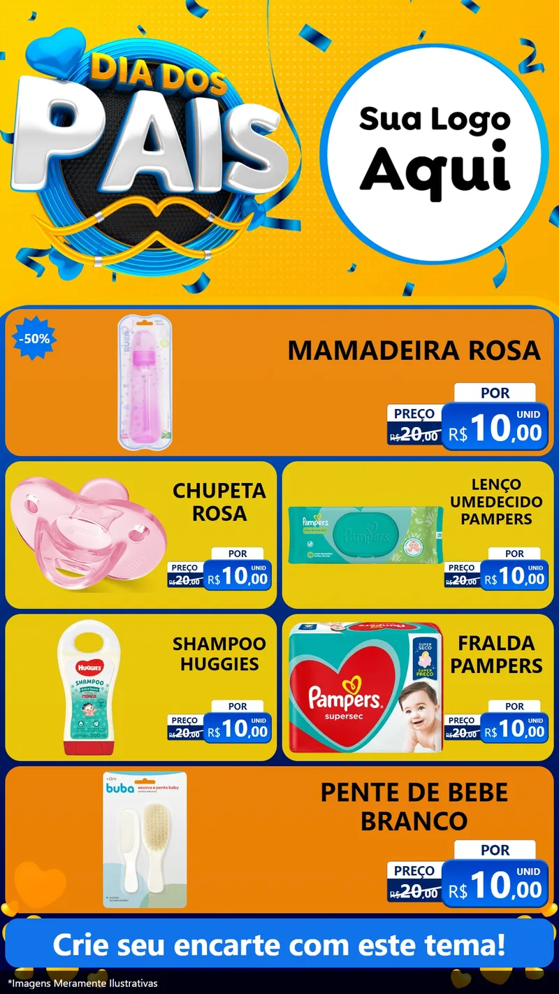 Modelo de TV para TV Vertical com o tema Dia dos Pais para Bebês
