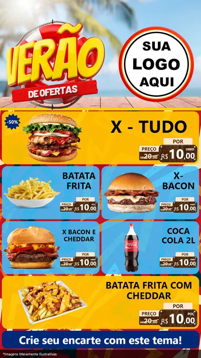 Modelo de TV para TV Vertical com o tema Verão de Ofertas para Hamburgueria