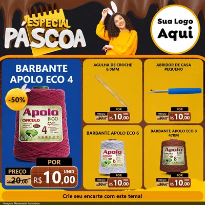 Modelo de Rede Social para Feed Facebook com o tema Especial Páscoa para Armarinho e Aviamentos