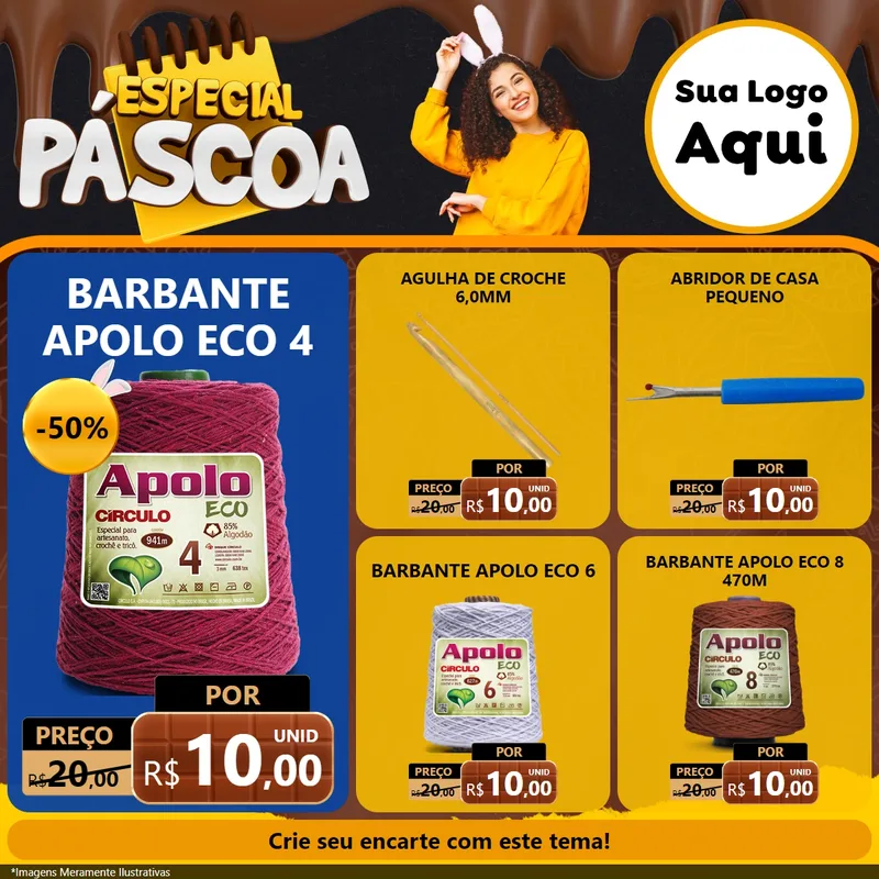 Modelo de Rede Social para Feed Facebook com o tema Especial Páscoa para Armarinho e Aviamentos