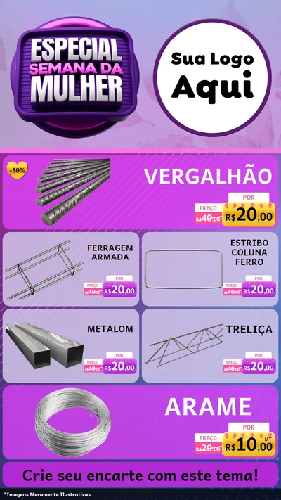Modelo de TV para TV Vertical com o tema Especial Semana da Mulher para Ferragens