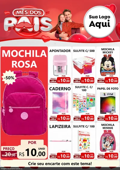 Modelo de Encarte para Encarte A4 Vertical com o tema Mês dos Pais para Papelaria
