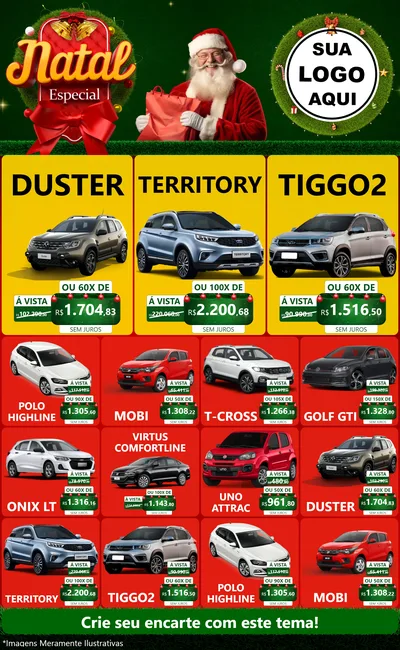 Modelo de Encarte para Encarte Grande com o tema Natal Especial para Concessionaria de Carros