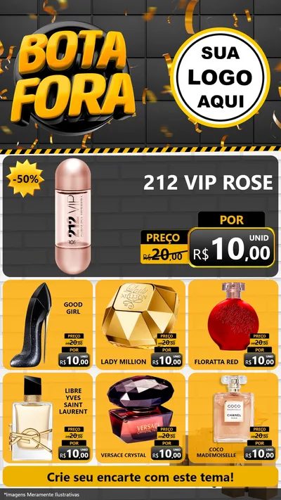 Modelo de Rede Social para Stories com o tema Bota Fora para Perfumes