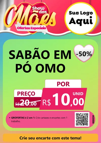 Modelo de Cartaz para Cartaz A4 Vertical com o tema Show das Mães - Ofertas Especiais para Produtos de Limpeza