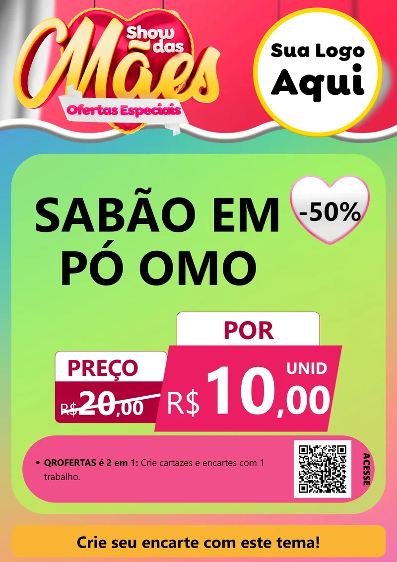 Modelo de Cartaz para Cartaz A4 Vertical com o tema Show das Mães - Ofertas Especiais para Produtos de Limpeza