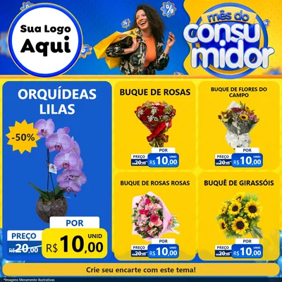 Modelo de Rede Social para Feed Facebook com o tema Mês do Consumidor para Floricultura e jardim