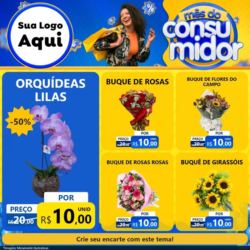 Modelo de Rede Social para Feed Facebook com o tema Mês do Consumidor para Floricultura e jardim