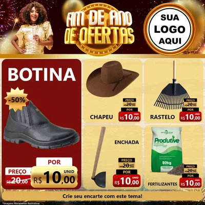 Modelo de Rede Social para Feed Facebook com o tema Fim de Ano de Ofertas para Agropecuária