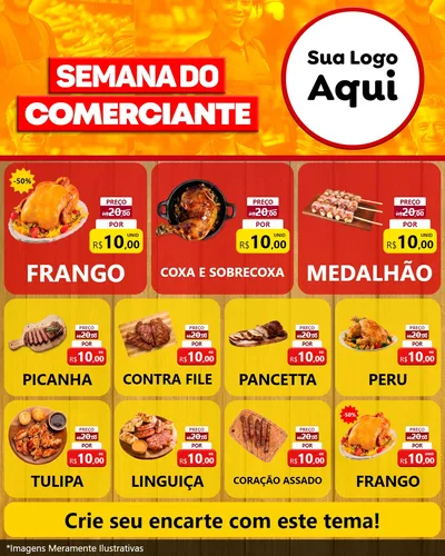Modelo de Rede Social para Feed Instagram com o tema Semana do Comerciante para Assados
