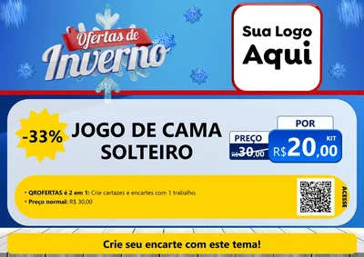 Modelo de Cartaz para Cartaz A4 Horizontal com o tema Ofertas de Inverno para Cama, Mesa e Banho