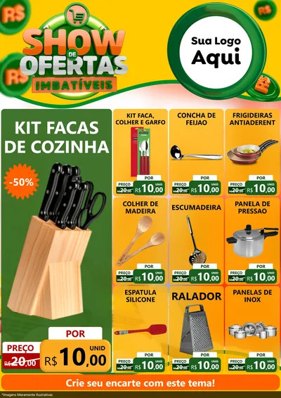 Modelo de Encarte para Encarte A4 Vertical com o tema Show de Ofertas Imbatíveis para Utilidades Domésticas