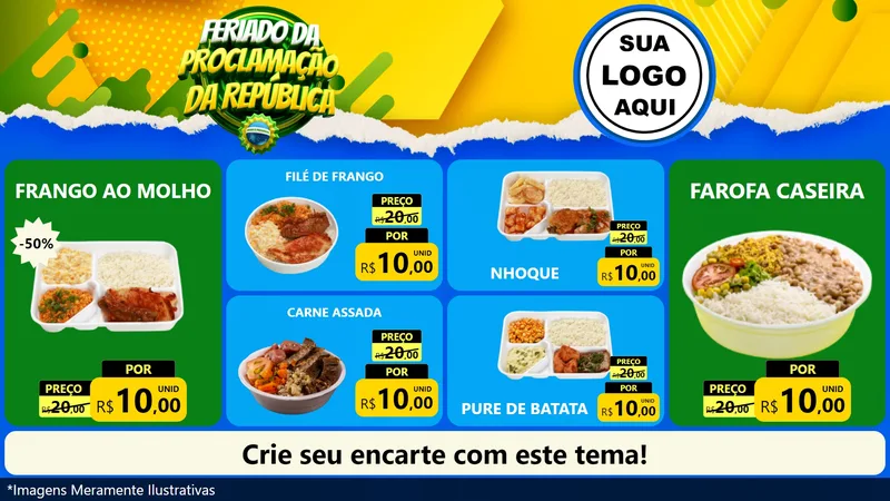 Modelo de TV para TV Horizontal com o tema Feriado da Proclamação da República para Restaurante