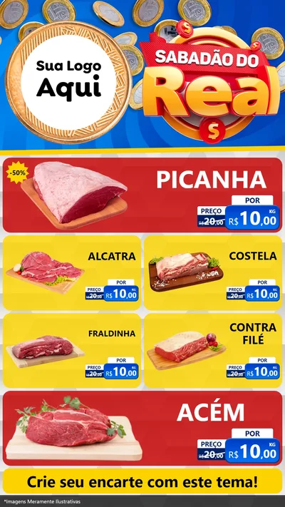 Modelo de TV para TV Vertical com o tema Sabadão do Real para Açougue
