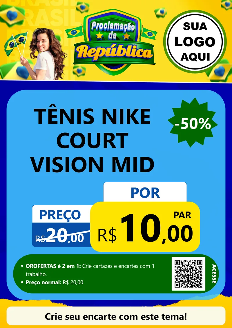 Modelo de Cartaz para Cartaz A4 Vertical com o tema Proclamação da República para Calçados