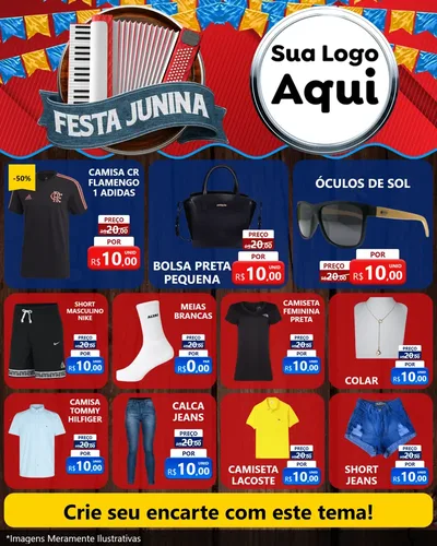 Modelo de Rede Social para Feed Instagram com o tema Festa Junina para Roupas e acessórios