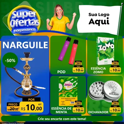 Modelo de Rede Social para Feed Facebook com o tema Super Ofertas de Independência para Tabacaria