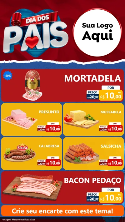 Modelo de TV para TV Vertical com o tema Dia dos Pais para Frios e Laticínios