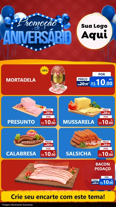 Modelo de TV para TV Vertical com o tema Promoção de Aniversário para Frios e Laticínios