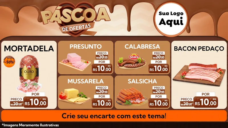 Modelo de TV para TV Horizontal com o tema Páscoa de Ofertas para Frios e Laticínios