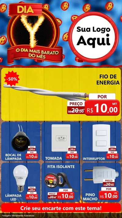 Modelo de Rede Social para Stories com o tema Dia Y - O Dia Mais Barato Do Mês para Materiais Elétricos