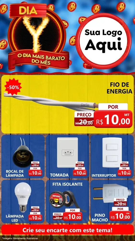 Modelo de Rede Social para Stories com o tema Dia Y - O Dia Mais Barato Do Mês para Materiais Elétricos