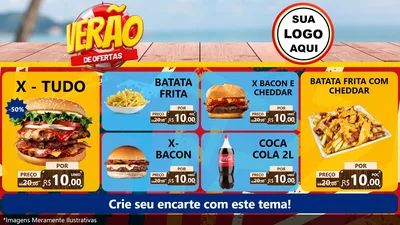 Modelo de TV para TV Horizontal com o tema Verão de Ofertas para Hamburgueria