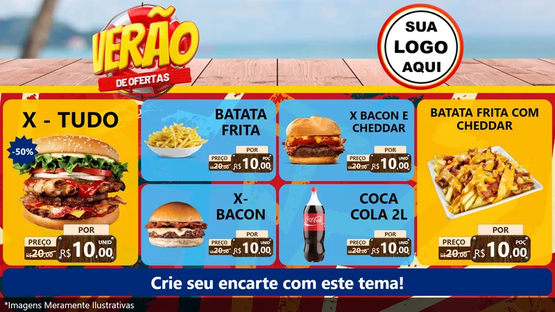 Modelo de TV para TV Horizontal com o tema Verão de Ofertas para Hamburgueria