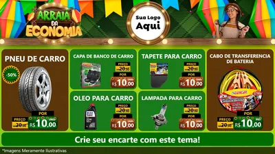 Modelo de TV para TV Horizontal com o tema Arraiá de Economia para Auto peças