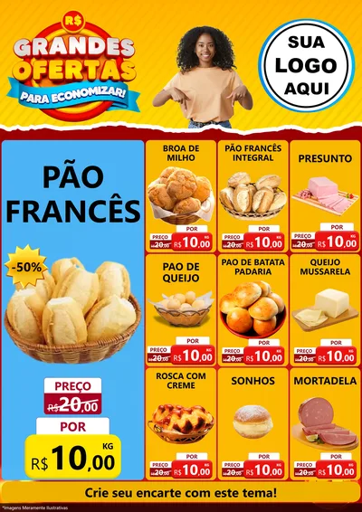 Modelo de Encarte para Encarte A4 Vertical com o tema Grandes Ofertas Para Economizar! para Padaria