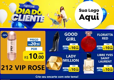 Modelo de Encarte para Encarte A4 Horizontal com o tema Especial Dia do Cliente para Perfumes