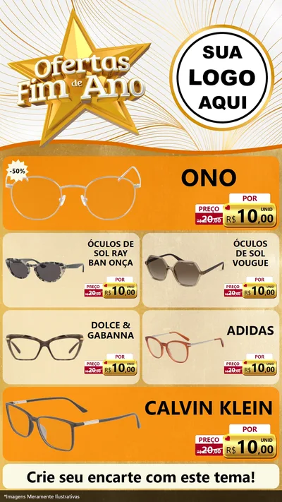 Modelo de TV para TV Vertical com o tema Ofertas Fim de Ano para Óticas