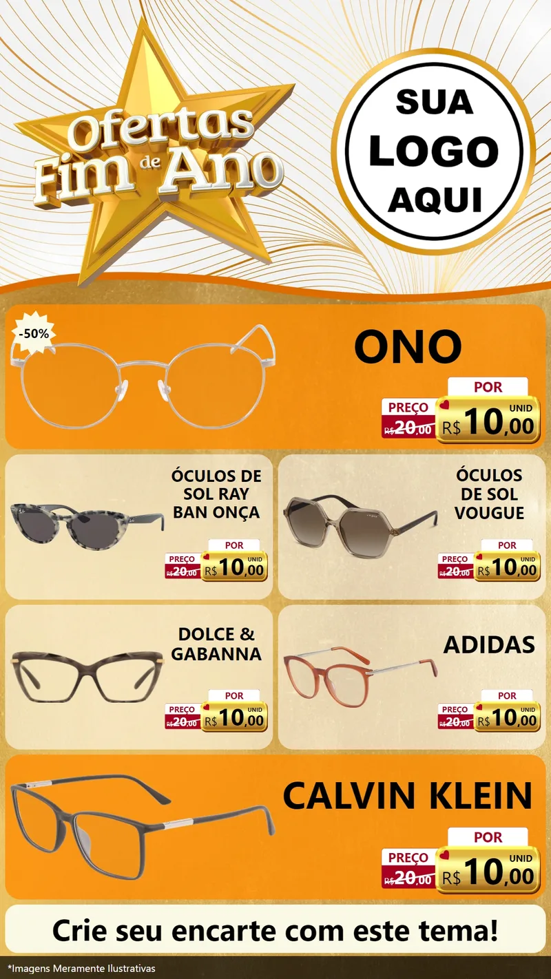 Modelo de TV para TV Vertical com o tema Ofertas Fim de Ano para Óticas