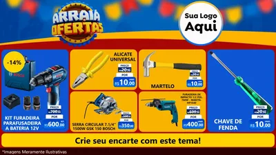 Modelo de TV para TV Horizontal com o tema Arraiá de Ofertas - Junina para Maquinas e Ferramentas
