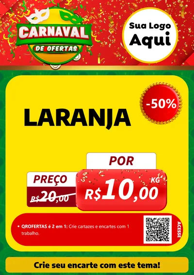 Modelo de Cartaz para Cartaz A4 Vertical com o tema Carnaval de Ofertas para Hortifrúti