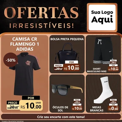 Modelo de Rede Social para Feed Facebook com o tema Ofertas Irresistíveis! para Roupas e acessórios