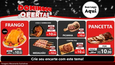 Modelo de TV para TV Horizontal com o tema Domingou de Ofertas para Assados