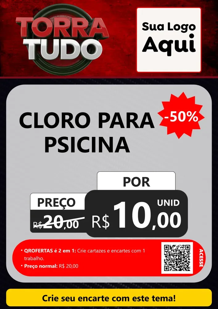 Modelo de Cartaz para Cartaz A4 Vertical com o tema Torra Tudo para Produtos para Piscina
