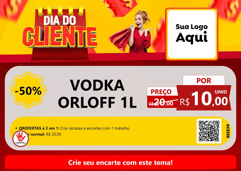 Modelo de Cartaz para Cartaz A4 Horizontal com o tema Dia do Cliente para Distribuidora de bebidas