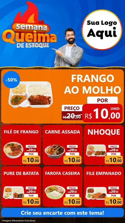 Modelo de Rede Social para Stories com o tema Semana Queima de Estoque para Restaurante