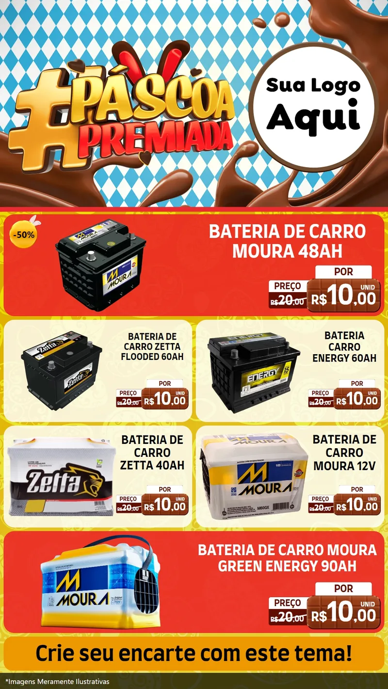 Modelo de TV para TV Vertical com o tema Páscoa Premiada para Baterias Elétricas